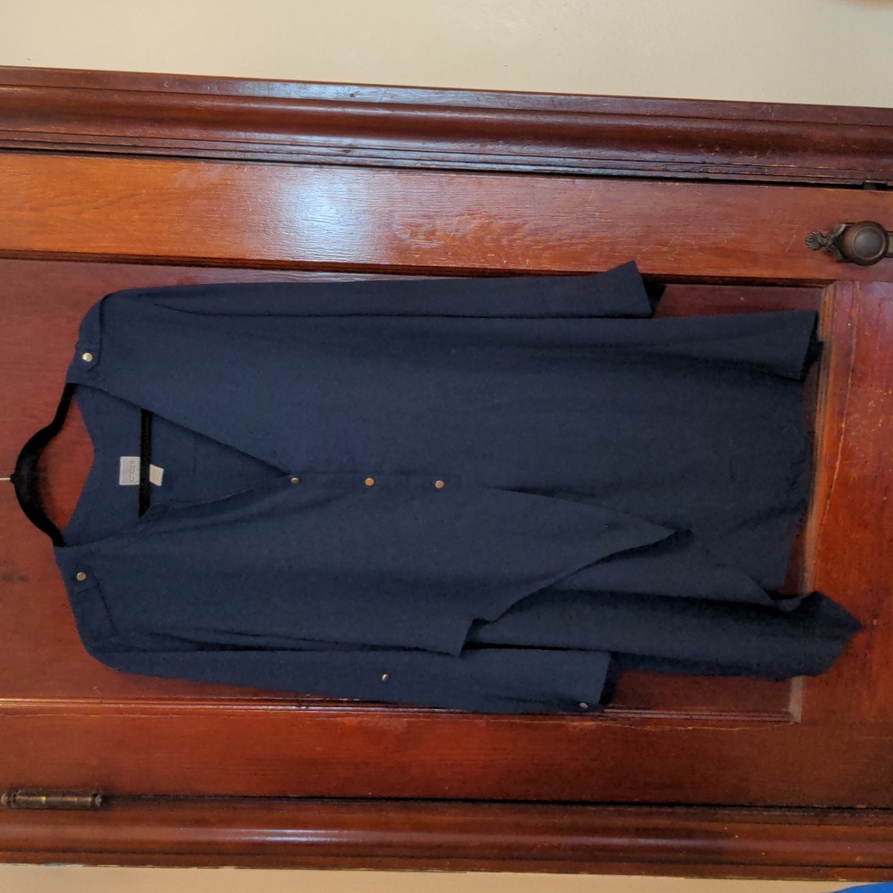 Chico's Size 3 or 16 Navy flowy tunic blouse